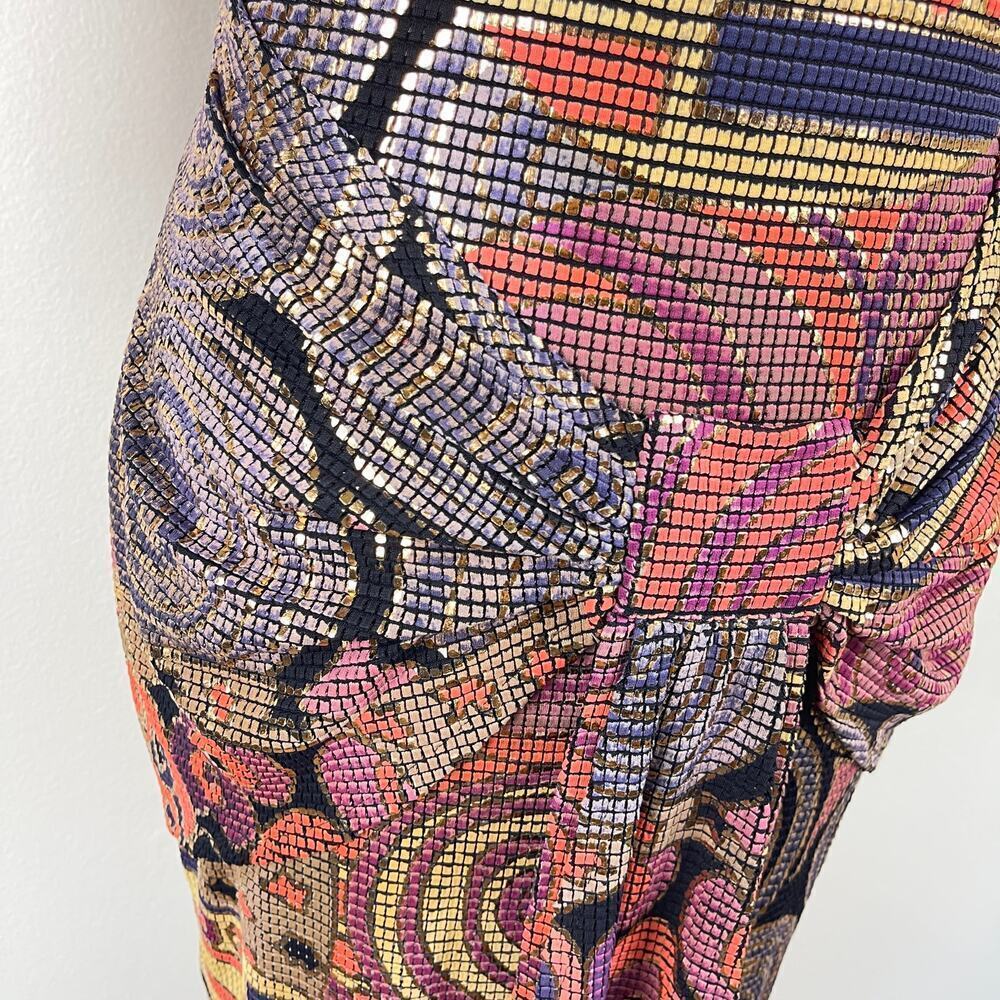 Vintage Cache Mosaic Metallic Geometric Cocktail Party Mini Dress Women's Small - Picture 6 of 15